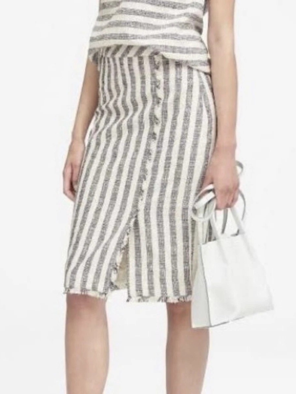 Banana Republic Striped Pencil Skirt in White and Navy